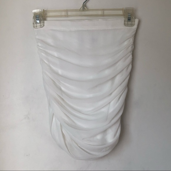 Princess Polly Beacon White Mesh Ruched Bodycon Mini Skirt 4 - Picture 5 of 8